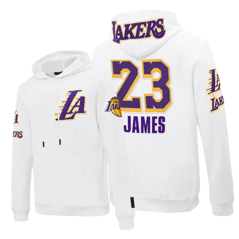 Men's Los Angeles Lakers LeBron James #23 NBA Pro Standard Pullover Team Logo White Basketball Hoodie NRN4083EH